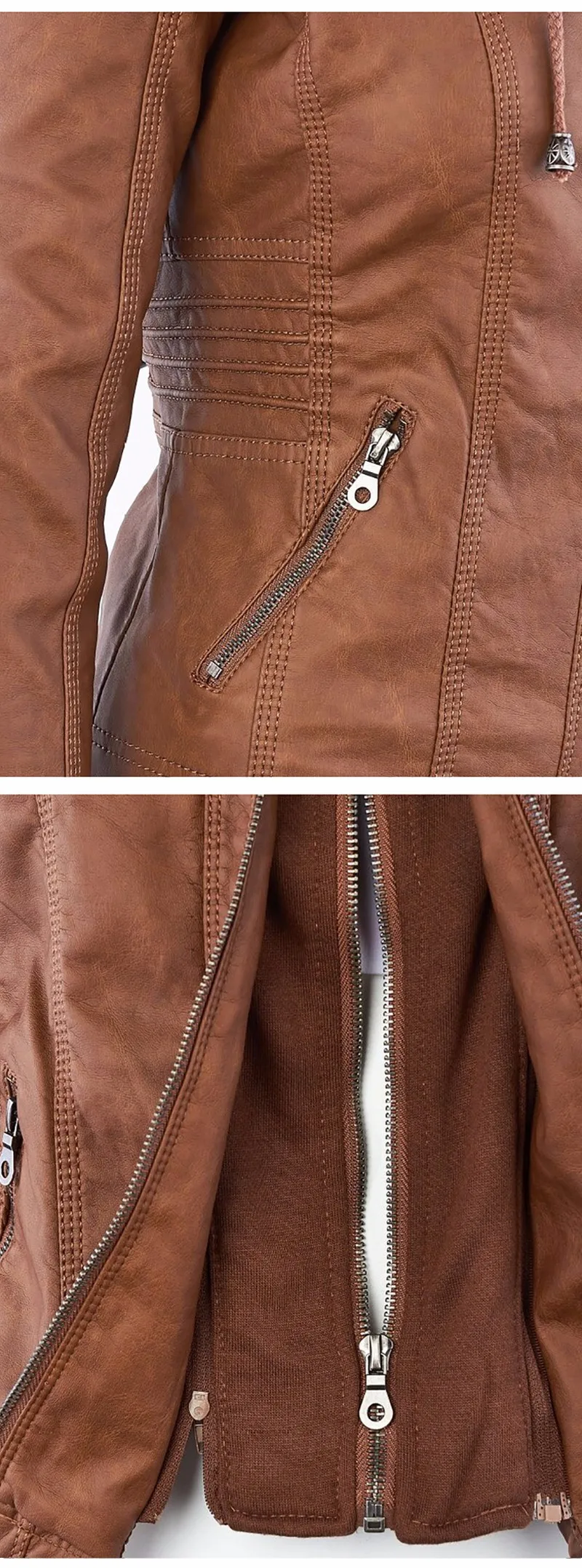 Women's Eco-Leather Hooded Biker Jacket