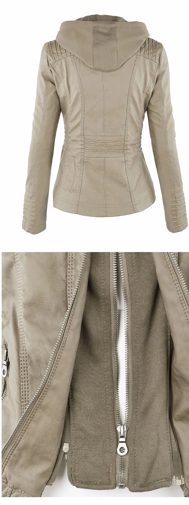 Women's Eco-Leather Hooded Biker Jacket
