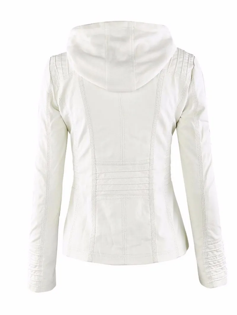 Women's Eco-Leather Hooded Biker Jacket