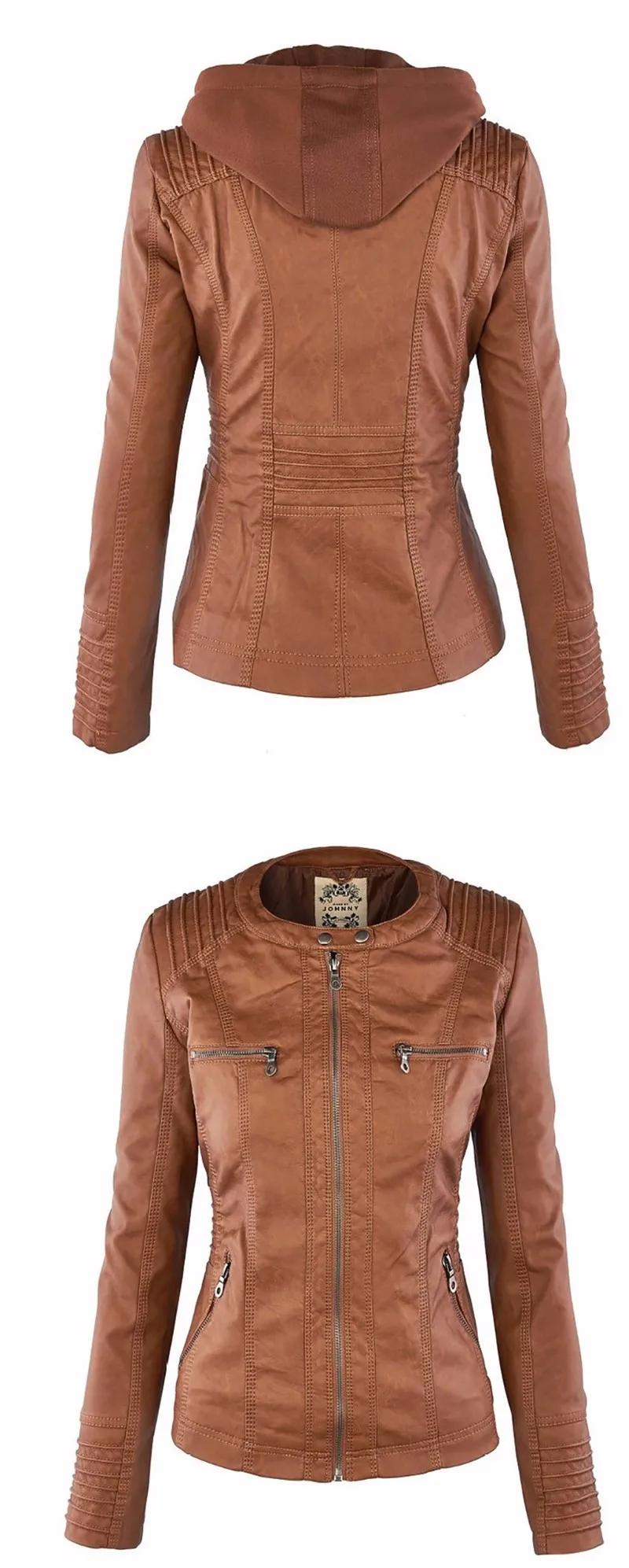 Women's Eco-Leather Hooded Biker Jacket