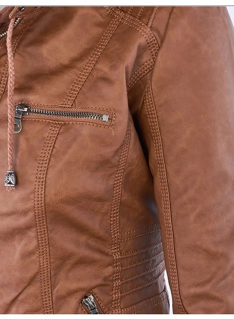 Women's Eco-Leather Hooded Biker Jacket