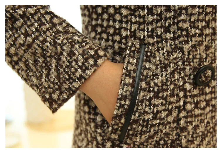 Women's Wool Melange Plaid Winter Coat