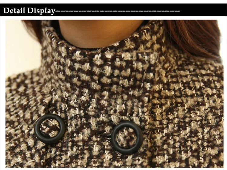 Women's Wool Melange Plaid Winter Coat