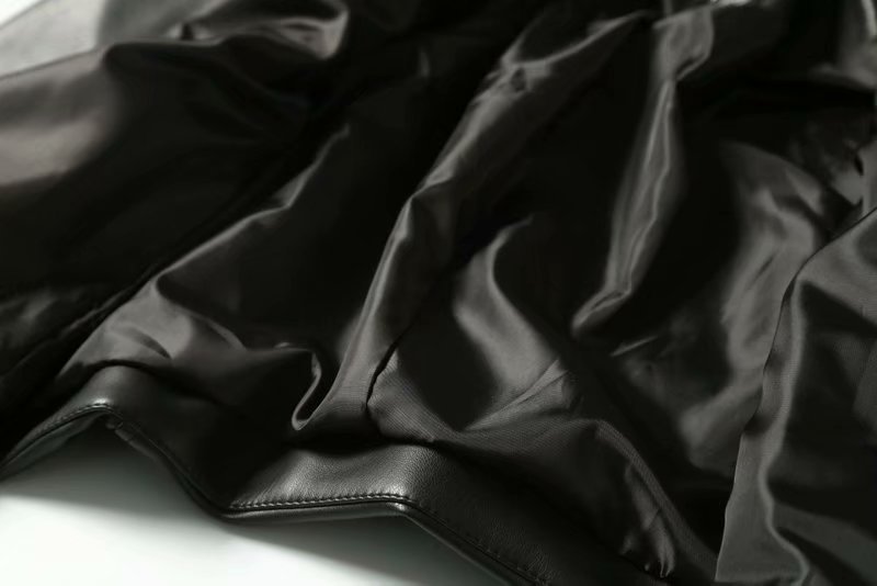 Black Women's Leather Jacket with Hood