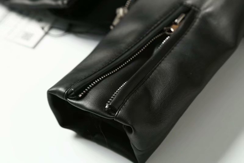 Black Women's Leather Jacket with Hood