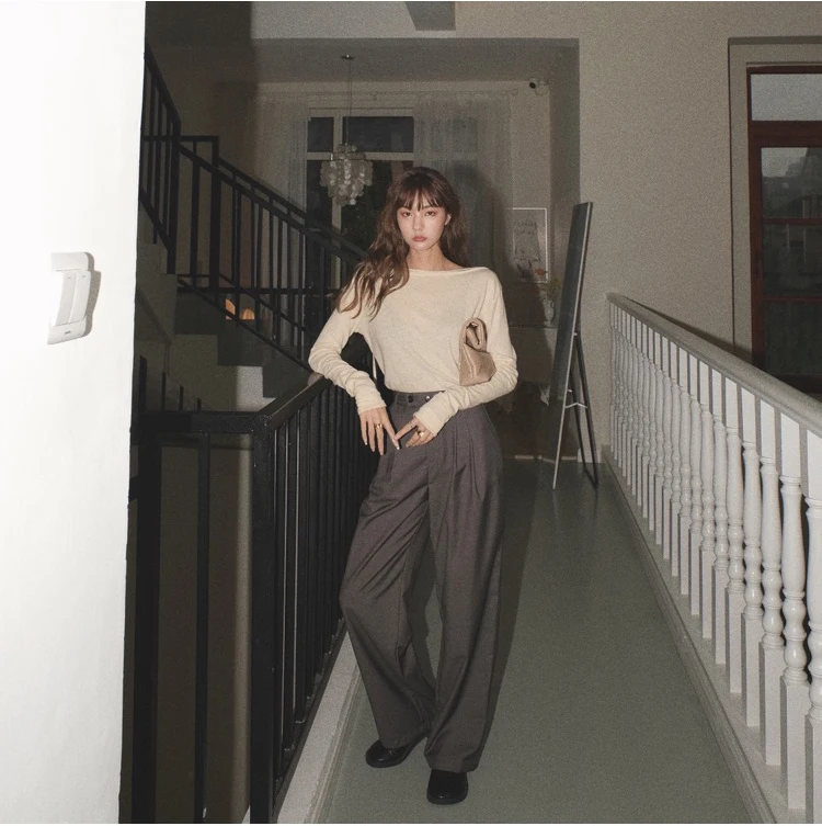 Women's High Waist Straight Leg Pants