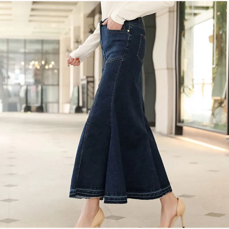 Women's Flare Maxi Denim Skirt