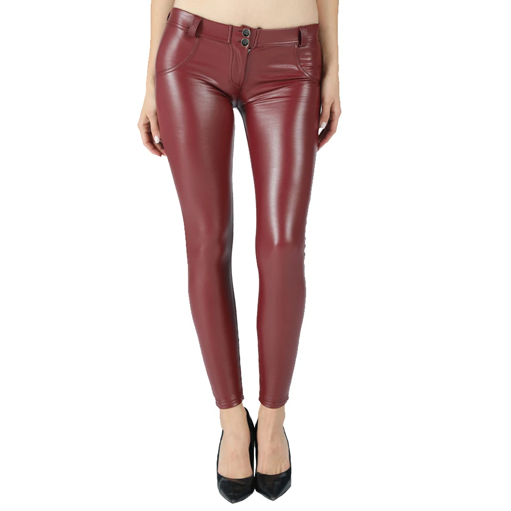 Women's Red Faux Leather Pants