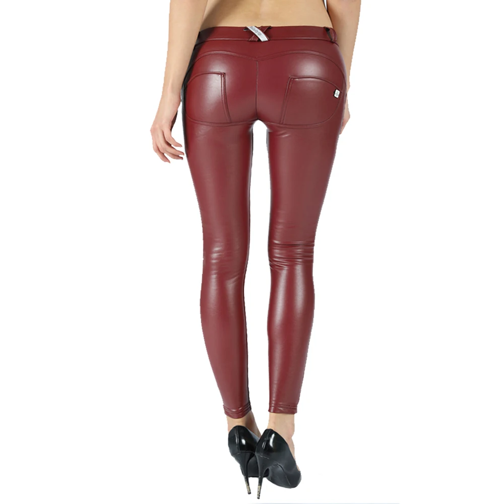 Women's Red Faux Leather Pants
