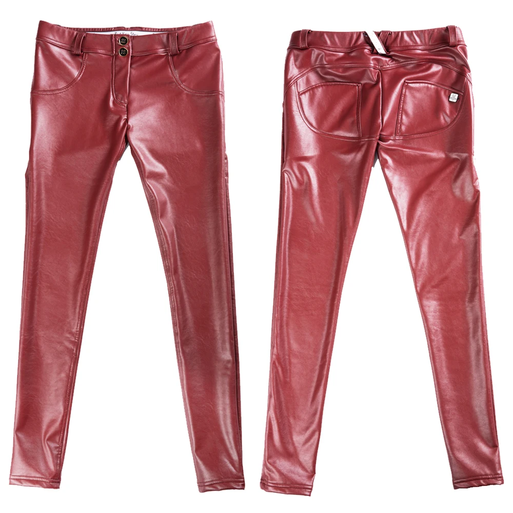 Women's Red Faux Leather Pants