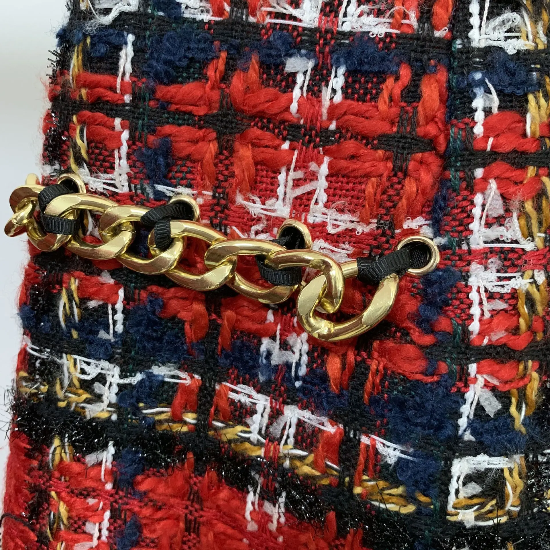 Fashion Red Plaid Skirt Suit