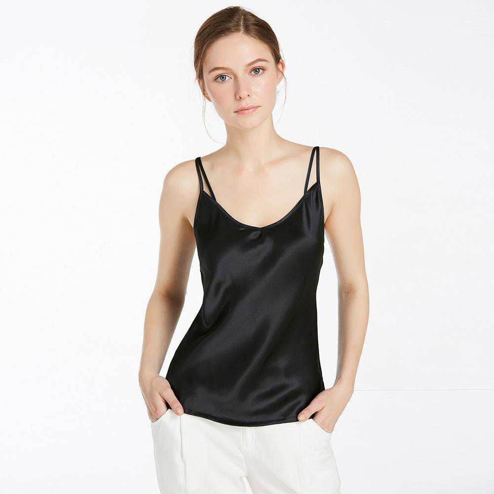 Silk Women's Camisole Top in Black and Blue