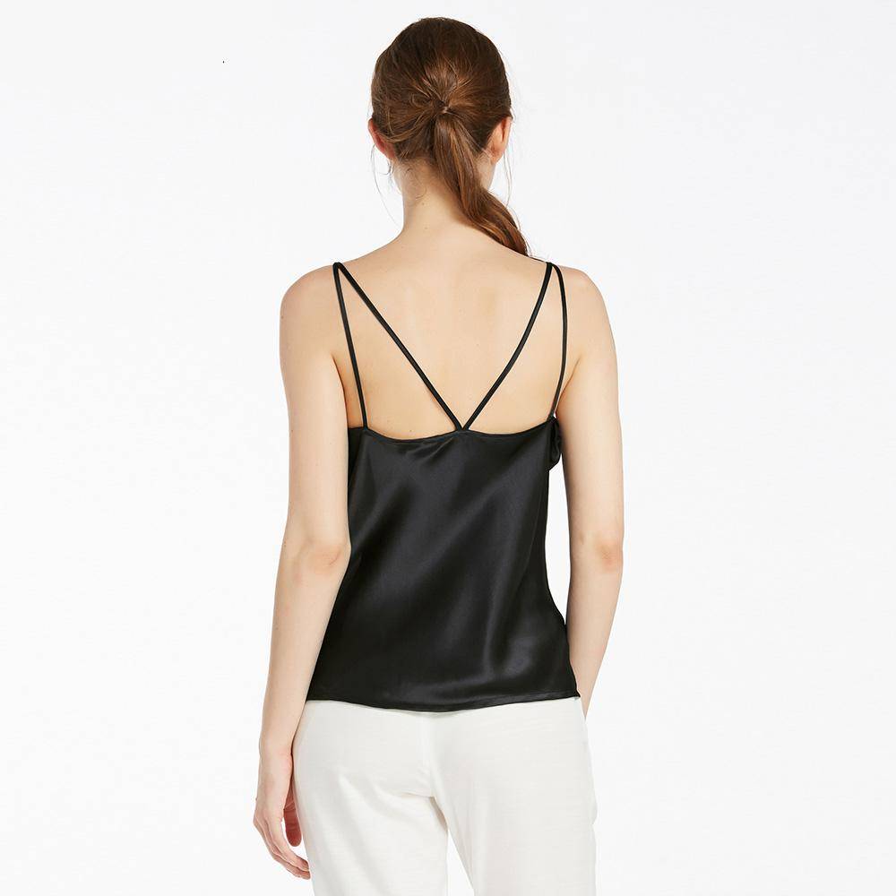 Silk Women's Camisole Top in Black and Blue