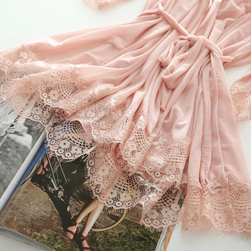 Women's Lace Robe, Nightdress and Panties 3 Pcs Set