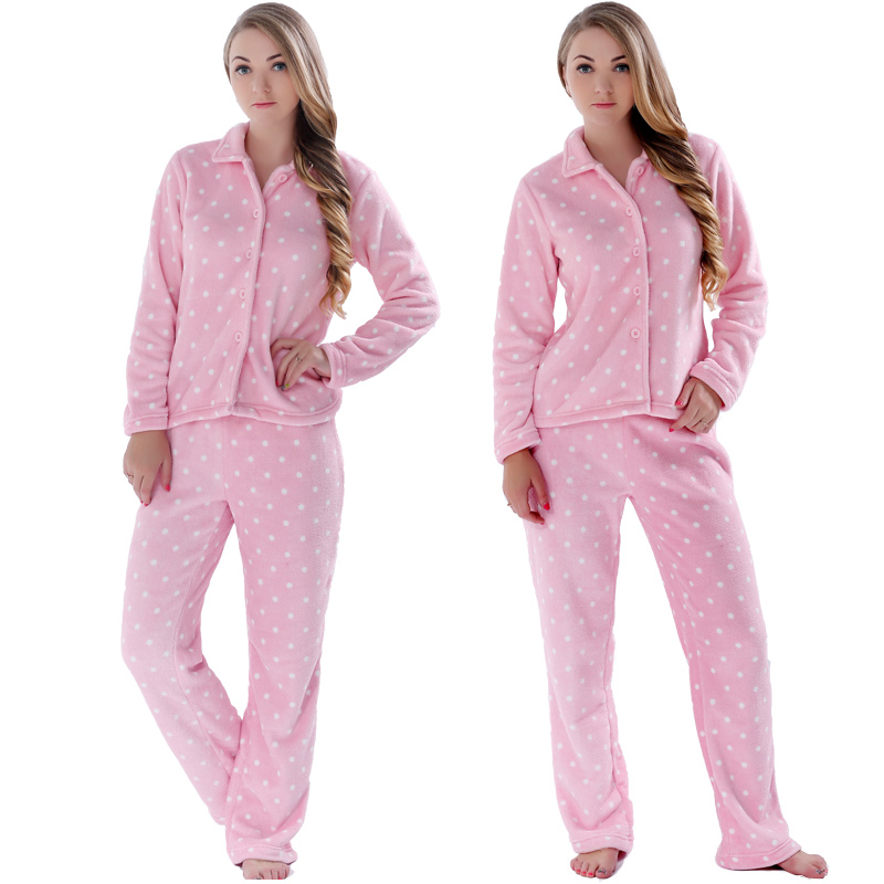 Women's Fleece Polka Dot Pajamas