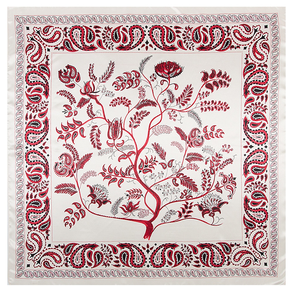 Women's Square Floral Patterned Scarf