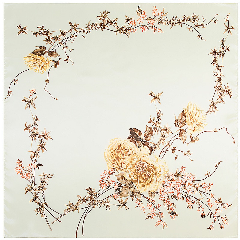 Women's Square Floral Patterned Scarf