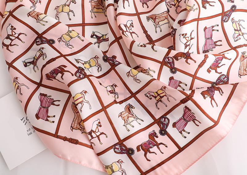 Luxurious Women's Silk Scarf with Horse Print