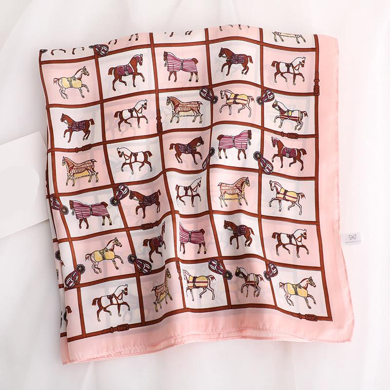 Luxurious Women's Silk Scarf with Horse Print