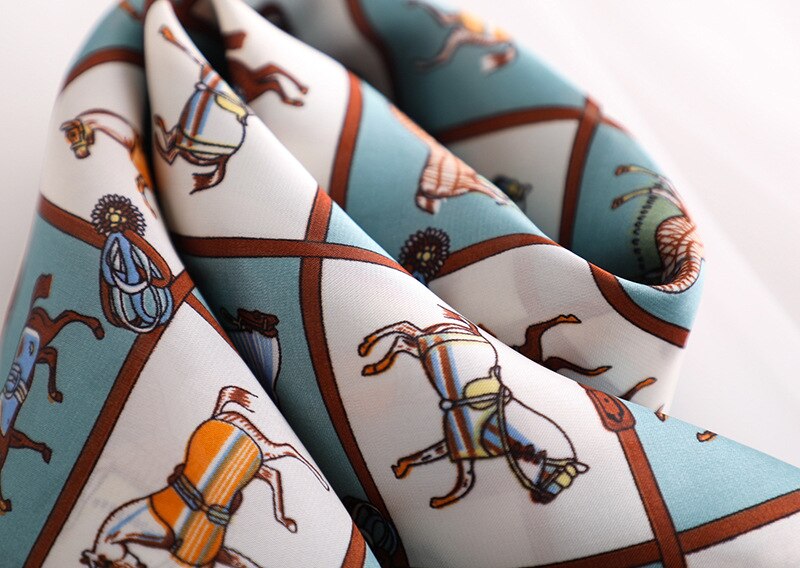 Luxurious Women's Silk Scarf with Horse Print