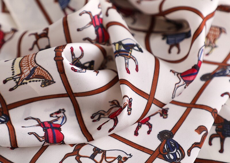 Luxurious Women's Silk Scarf with Horse Print