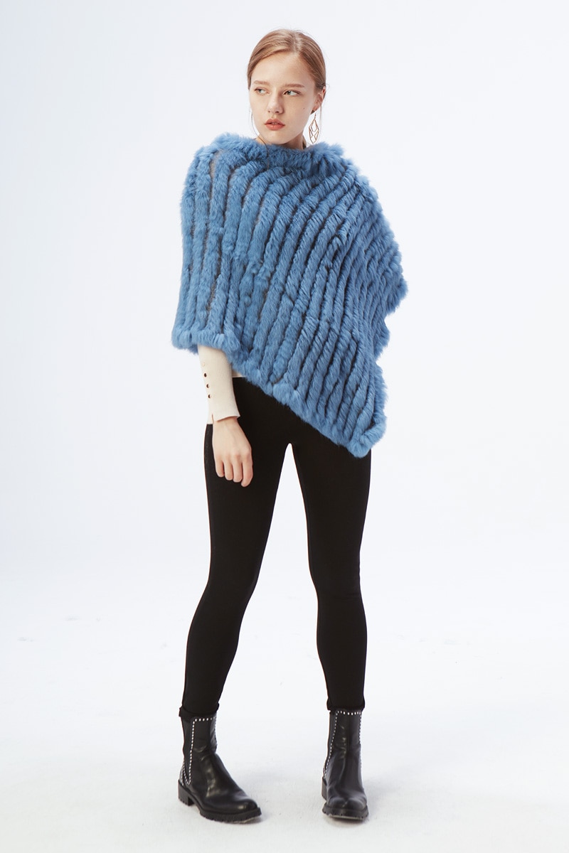 Women's Knitted Rabbit Fur Shawl