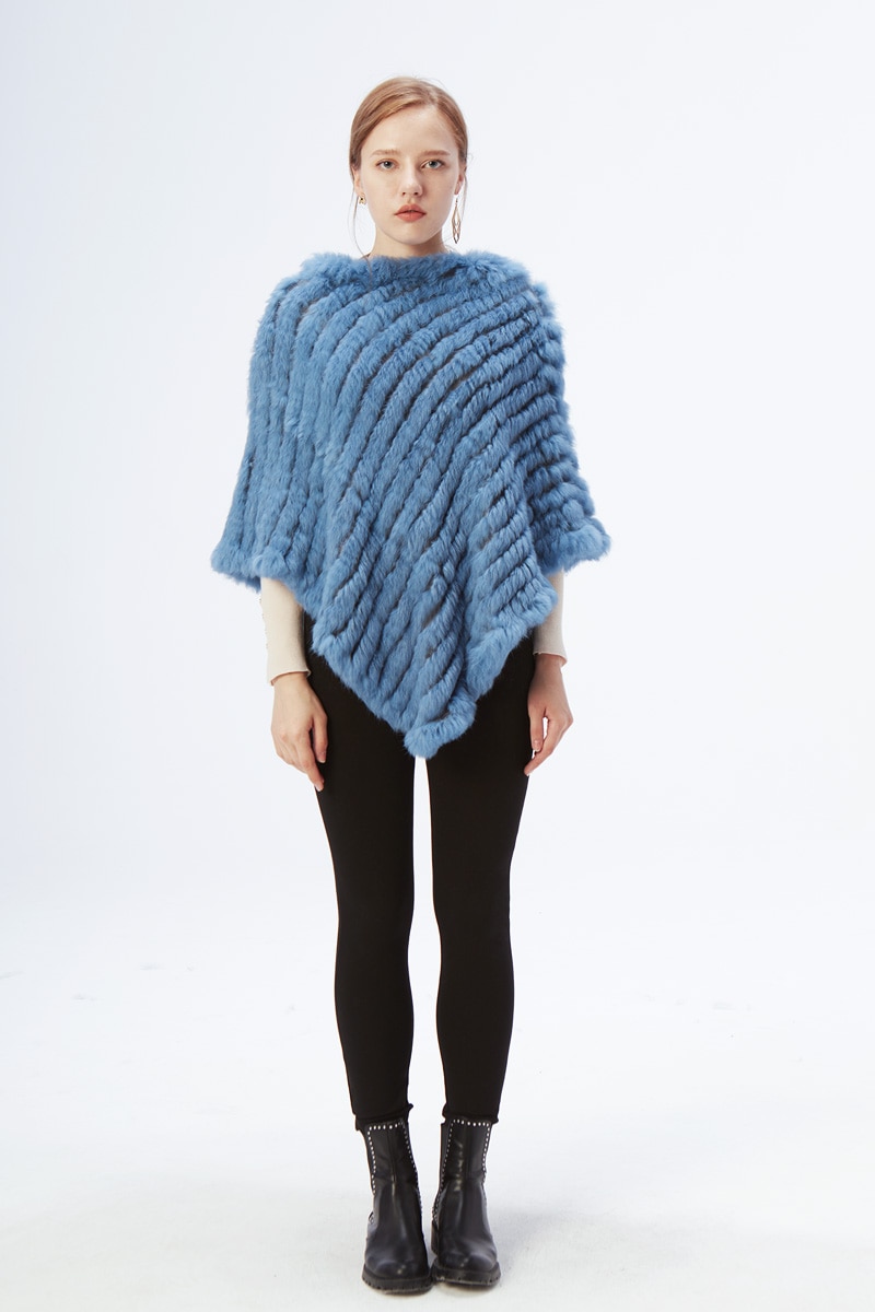 Women's Knitted Rabbit Fur Shawl