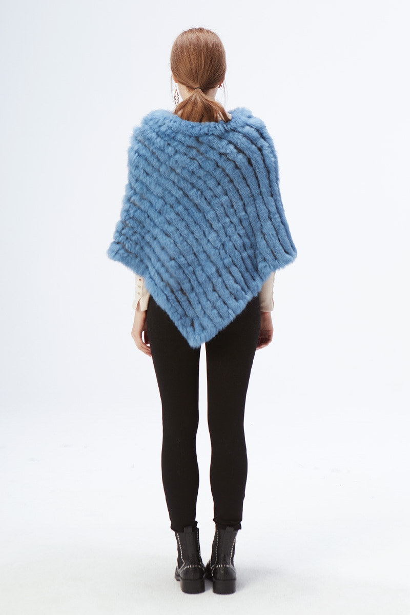 Women's Knitted Rabbit Fur Shawl