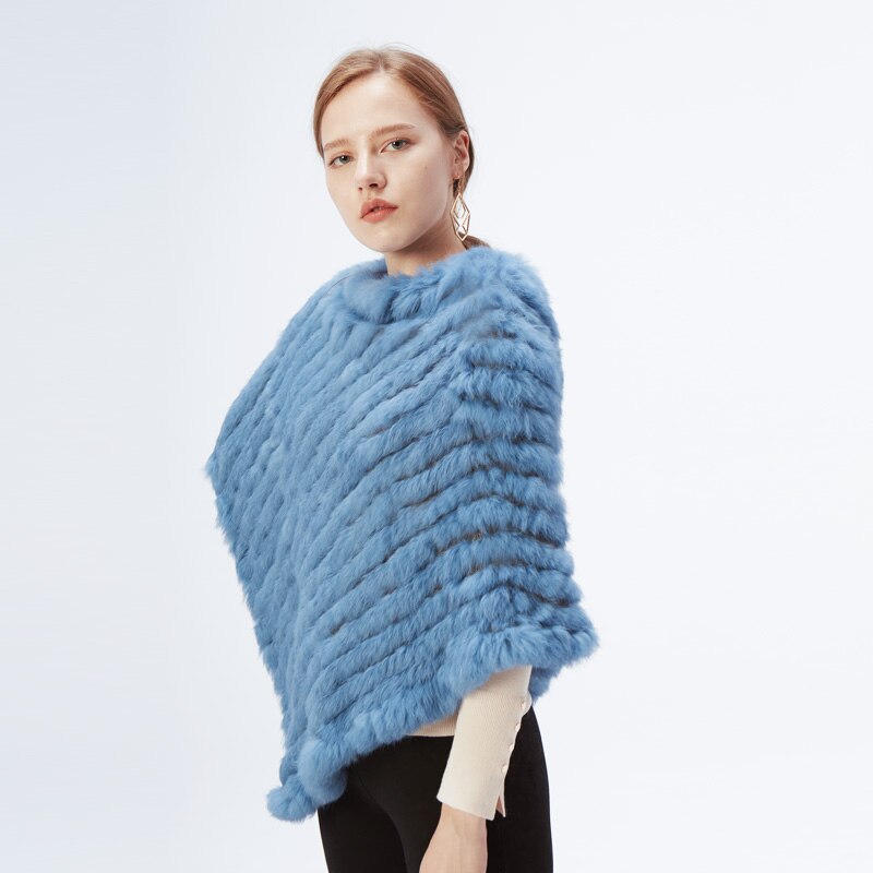 Women's Knitted Rabbit Fur Shawl