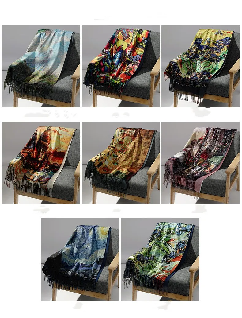 Women's Oil Painting Style Cashmere Scarf