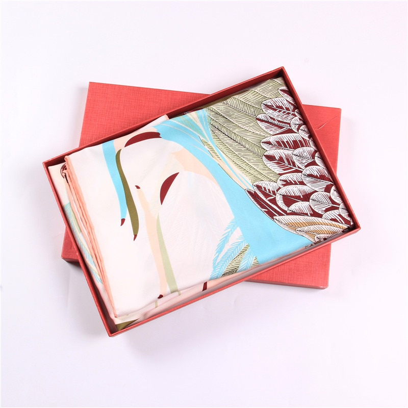 Womens Bird Print Square Silk Scarf