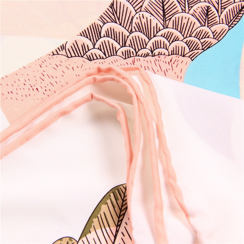 Womens Bird Print Square Silk Scarf