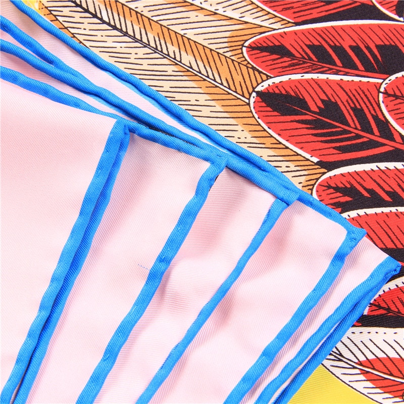 Womens Bird Print Square Silk Scarf