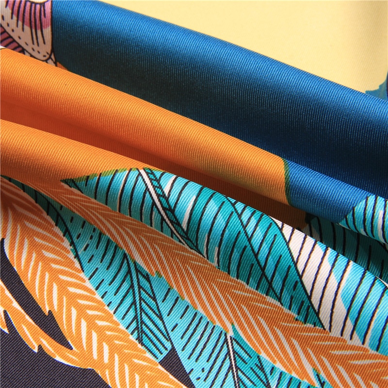 Womens Bird Print Square Silk Scarf