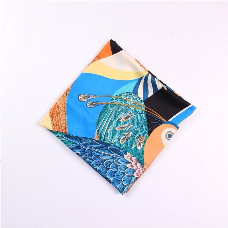 Womens Bird Print Square Silk Scarf