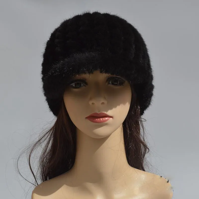 Women's Knitted Mink Fur Hat