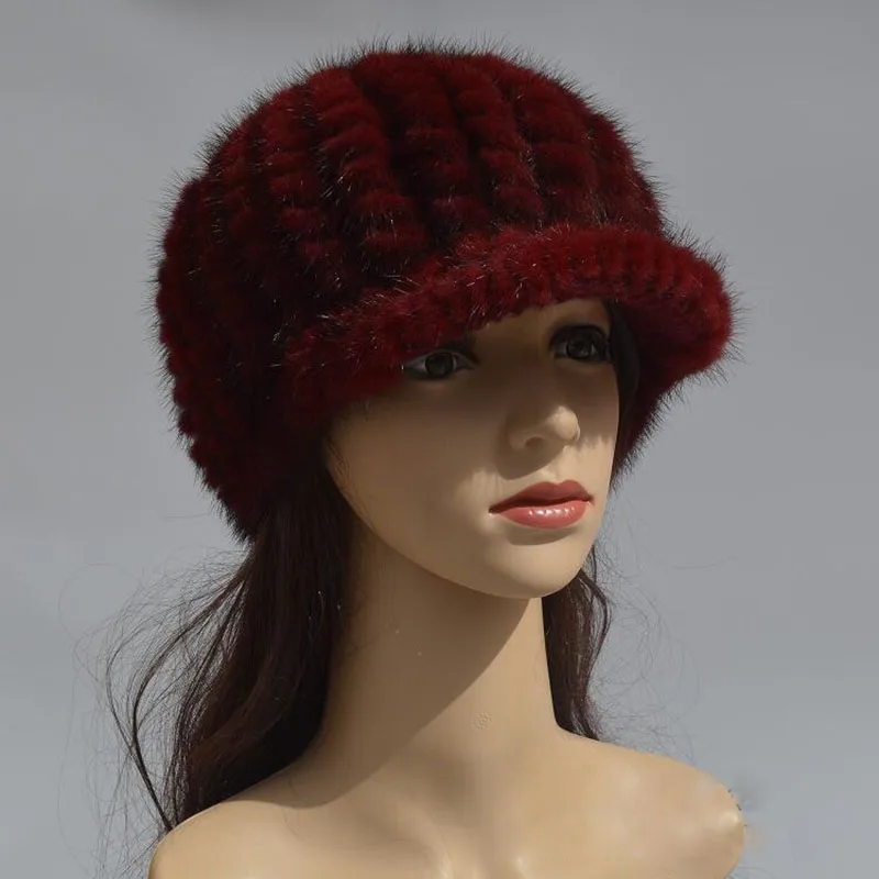 Women's Knitted Mink Fur Hat