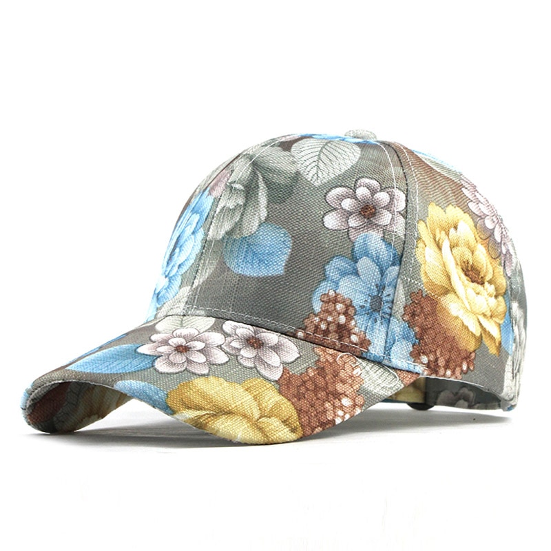 Cotton Baseball Cap in Floral Print