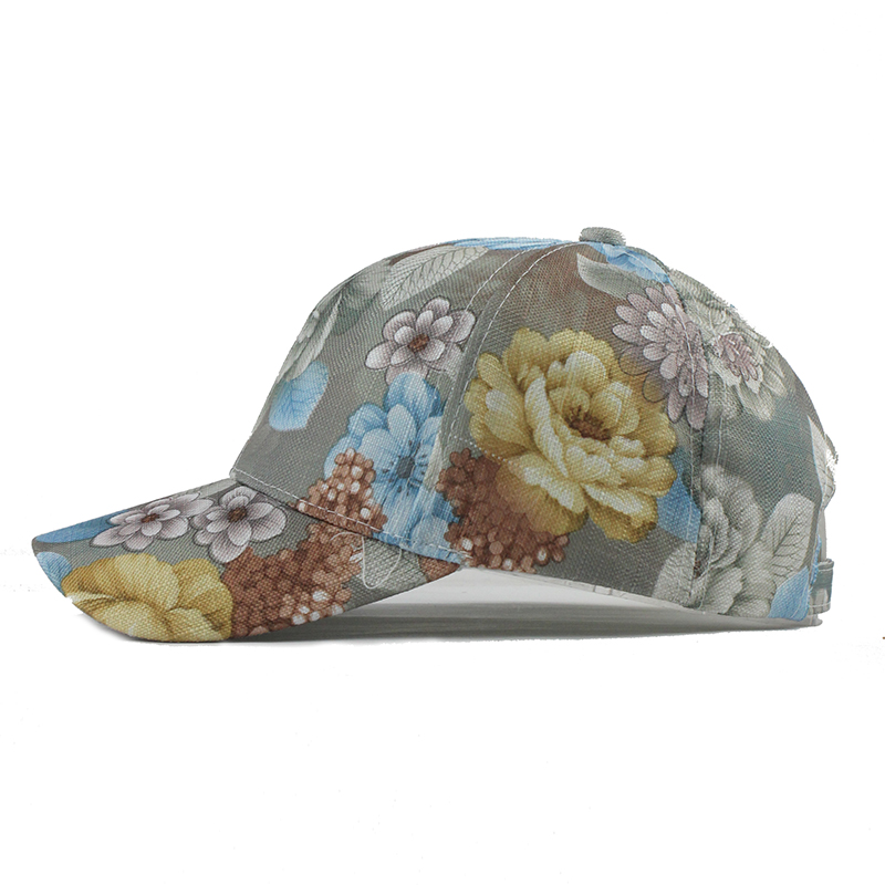 Cotton Baseball Cap in Floral Print