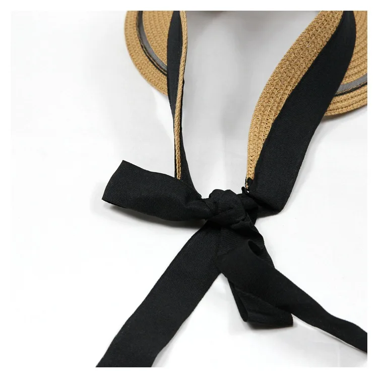 Women's Ribbon Straw Sun Visor