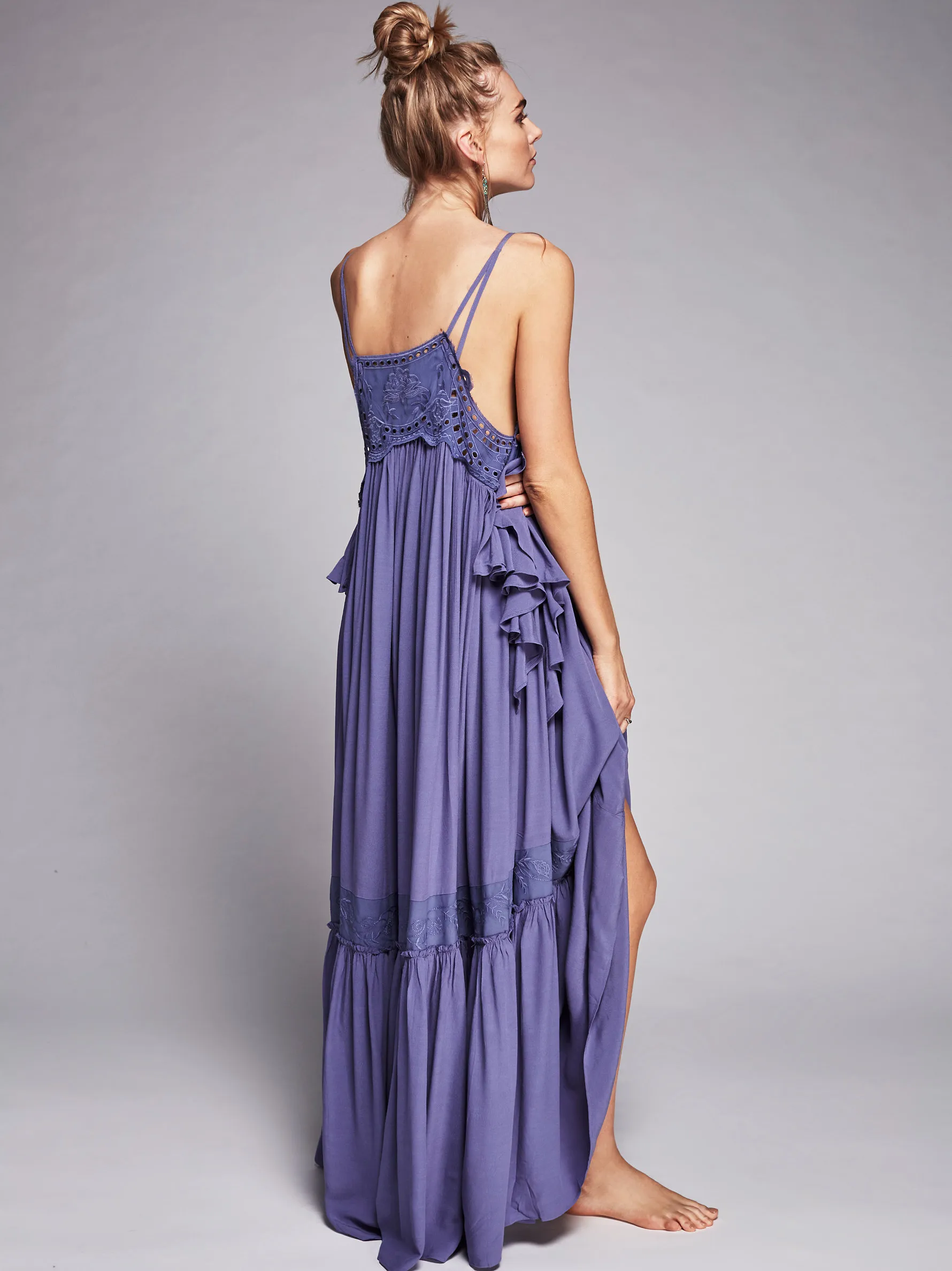 Solid Blue Maxi Dress for Women