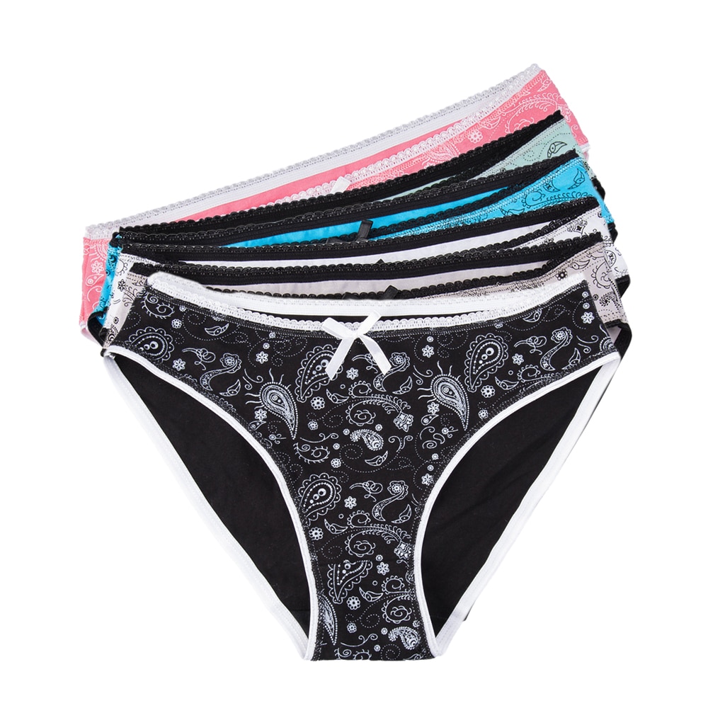Women's Solid Color Panties Set, 6 Pcs