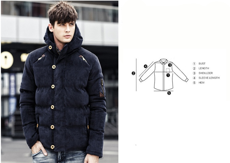 Stylish Windproof Padded Cotton Men&rsquo;s Parka Jacket