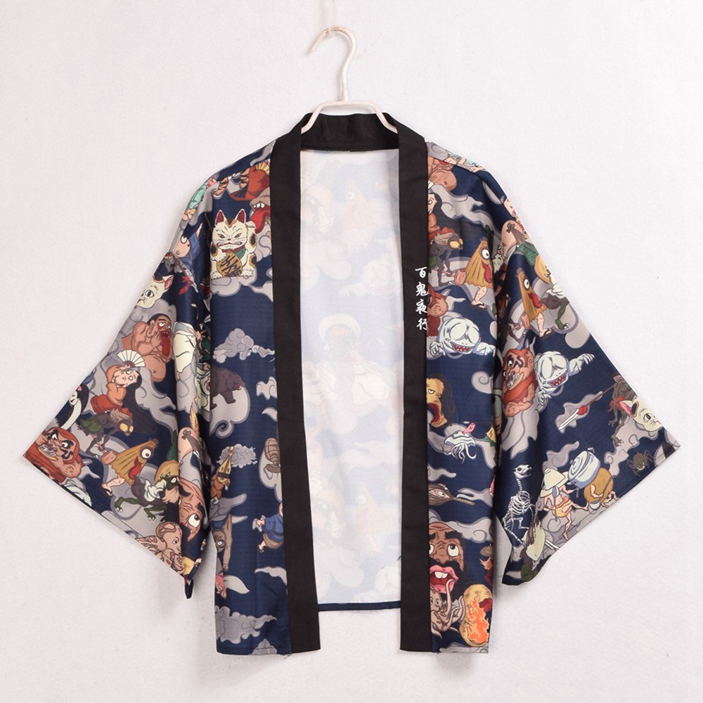 Cartoon Printed Japanese Short Kimono