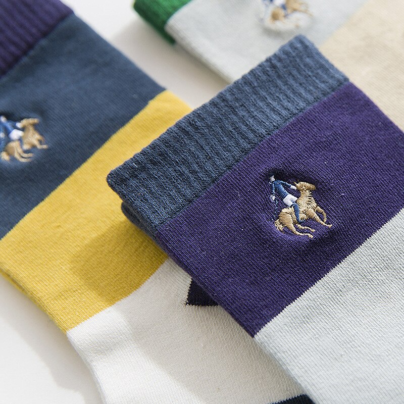 Unisex Striped Socks 5 Pairs Set
