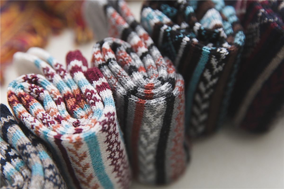 Men's Scandinavian Print Wool Socks 5 Pairs Set