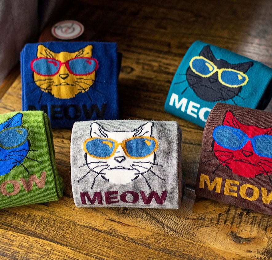 Men's Meow Print Socks