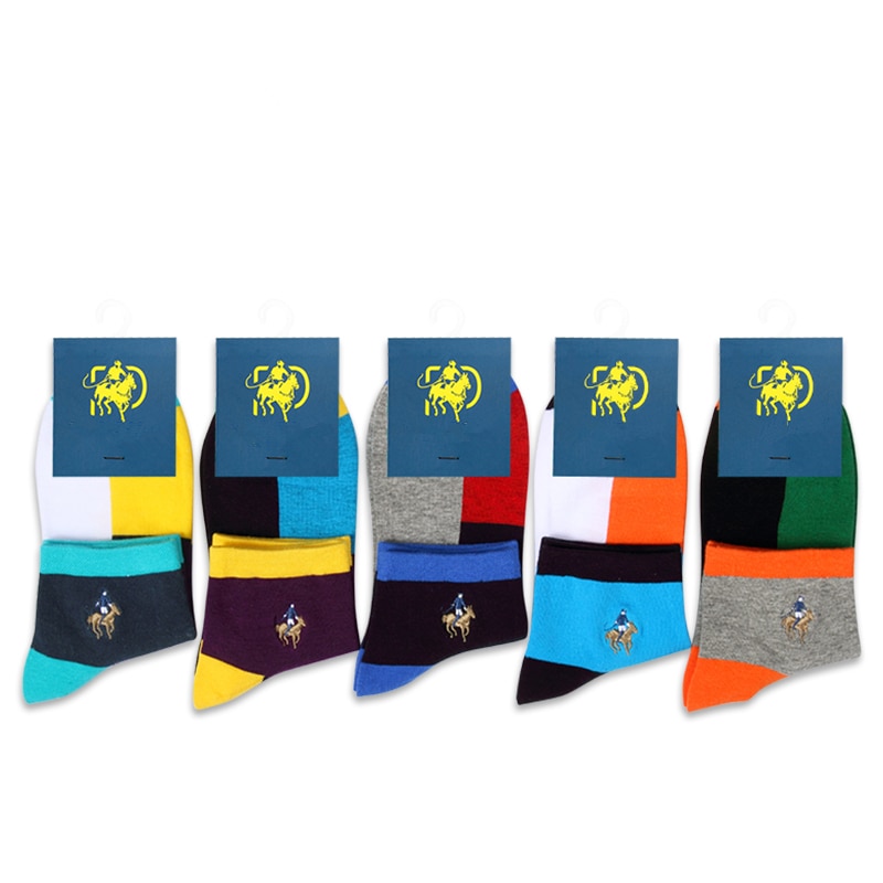 Men's Colorblock Breathable Socks 5 Pairs Set