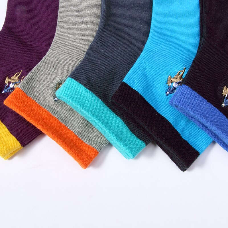 Men's Colorblock Breathable Socks 5 Pairs Set