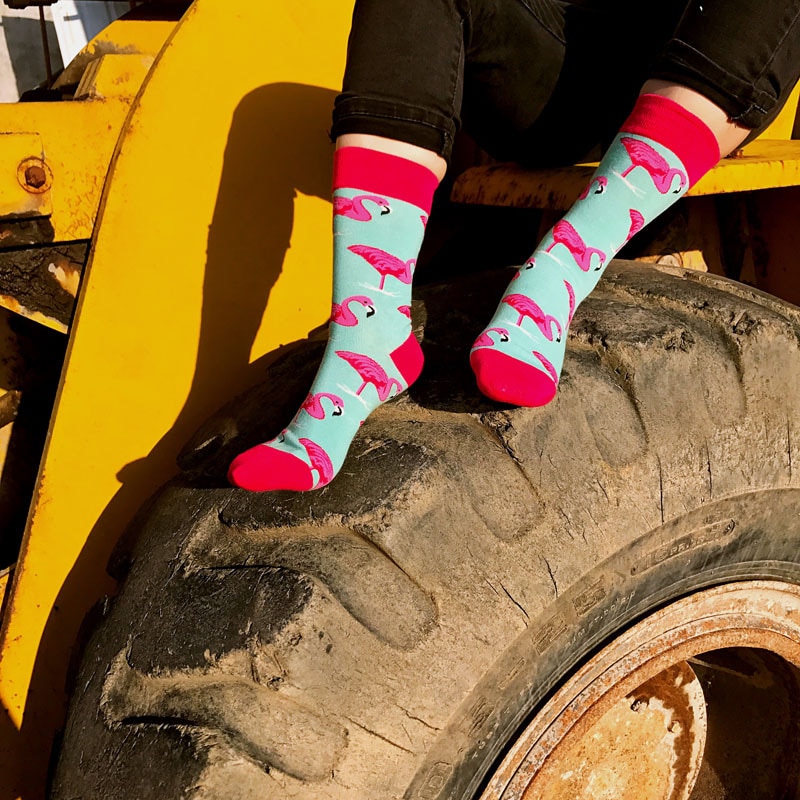 Men's Pink Flamingo Socks 5 Pairs Set